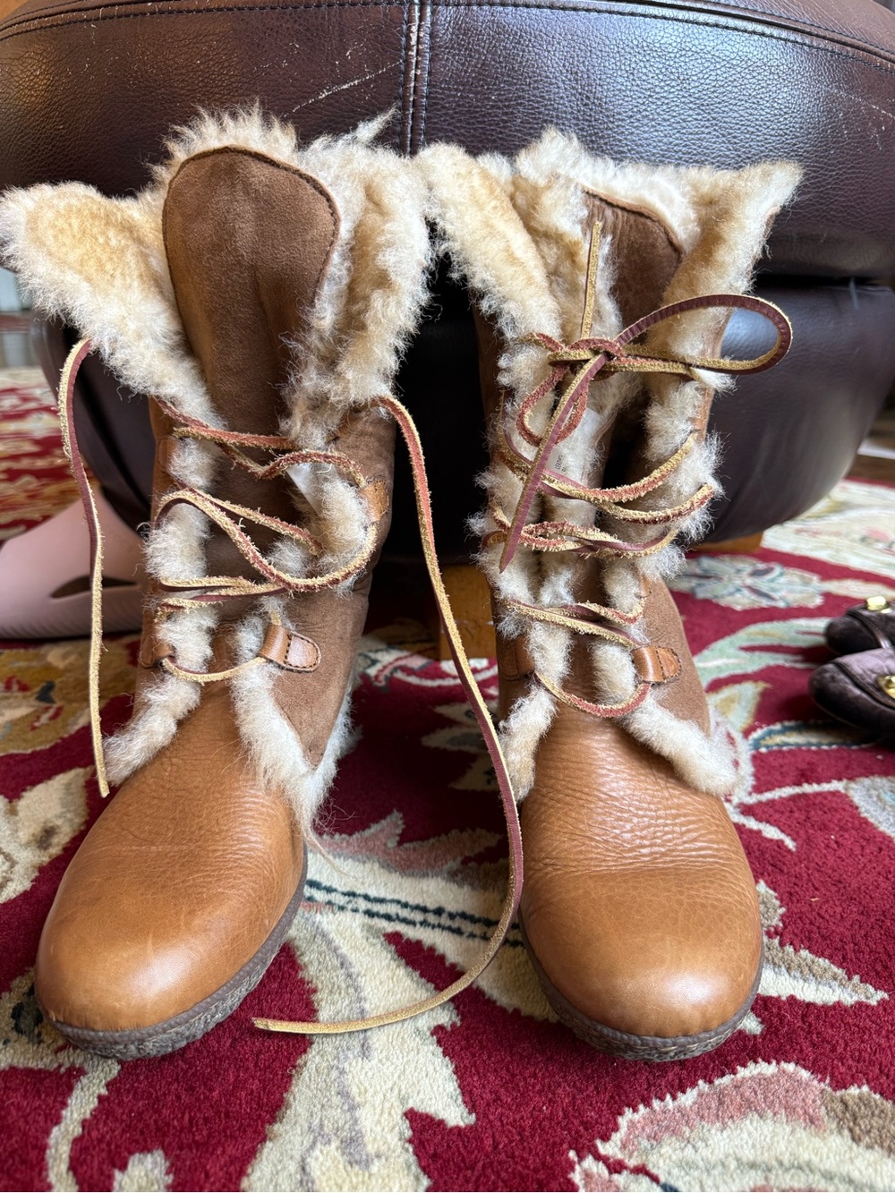 Born Mid-Calf winter boots in chestnut suede and leather
